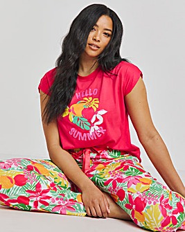 Slogan Tee Pyjama Set