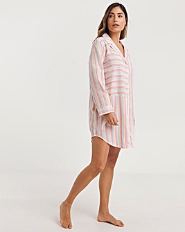 Stripe Button Through Nightshirt