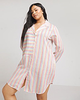 Stripe Button Through Nightshirt