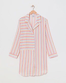 Stripe Button Through Nightshirt