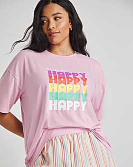 Slogan Tee Pyjama Shortie Set