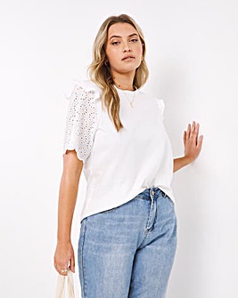 Broderie Sleeve Frill Top