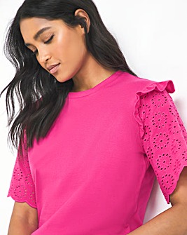 Broderie Sleeve Frill Top