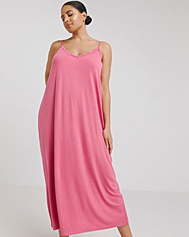 Pretty Secrets Viscose and Lace Midi Sleeveless Nightie