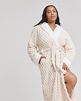 Geometric Luxury Fleece Hooded Maxi Robe