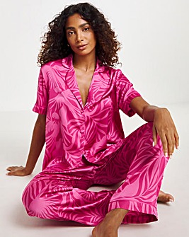 Figleaves Stretch Satin Button Through Pyjama Set