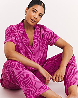 Figleaves Stretch Satin Button Through Pyjama Set