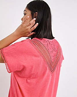 Crochet Back Insert Short Sleeve Top