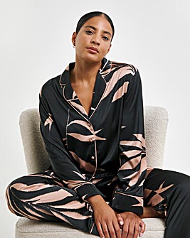 Figleaves Stretch Satin Button Through Pyjama Set