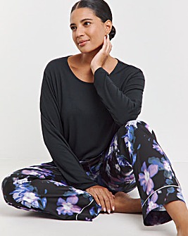 Figleaves Stretch Satin and Jersey Pyjama Set