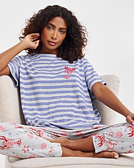 Pretty Secrets Value Lobster Print Cuffed Pyjama Set