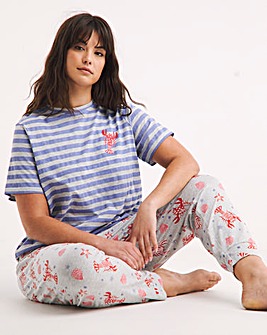 Pretty Secrets Value Lobster Print Cuffed Pyjama Set