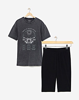Band Tee and Cycling Short Lounge Set