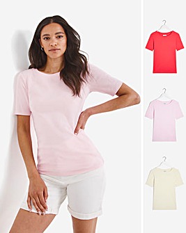 Pink/Ivory Cotton 3 Pack Short Sleeve T-Shirts