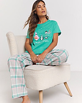 Christmas Penguins Flannel Pant Pyjama Set