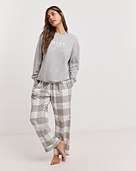 Rise And Shine Sweatshirt With Check Pyjama Trouser