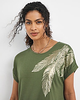 Feather Foil Print Top