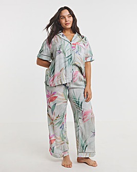 Figleaves Viscose Linen Blend Revere Pyjama Set