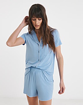 Figleaves Picot Trim Button Through Pyjama Set