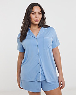 Figleaves Picot Trim Button Through Pyjama Set