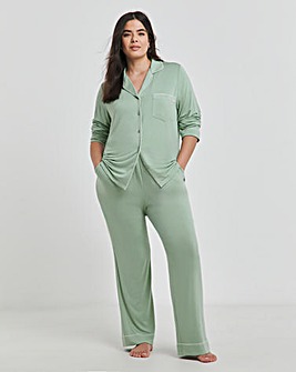 Figleaves Modal Picot Trim Button Through Pyjama Set