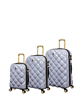 IT Luggage St Tropez Trois Silver 3pc Suitcase Set with TSA Lock