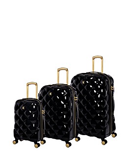 IT Luggage St Tropez Trois Black 3pc Suitcase Set with TSA Lock