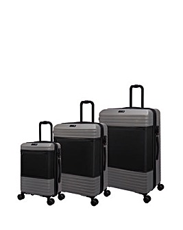 IT Luggage Attuned Charcoal 3pc Suitcase Set with Front Panel Pocket