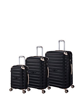 IT Luggage Skyscraper Black 3pc Suitcase Set with TSA Lock