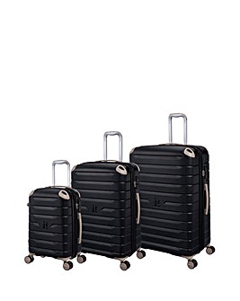 IT Luggage Skyscraper Black Suitcase Range with TSA Lock