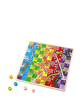 Tooky Toy Wooden 2 in 1 Ludo/Snakes And Ladders