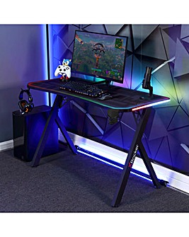 X Rocker Lumio Compact Gaming Desk with 3-Sided App-Controlled LED Lighting