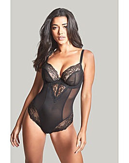 Panache Ana Plunge Wired Lace Body Black