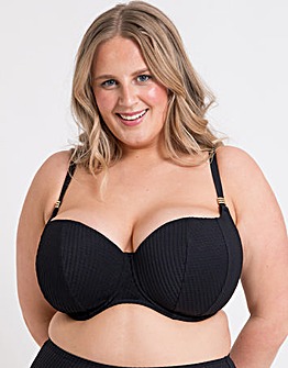 Curvy Kate Jet Set Padded Balcony Wired Bikini Top Black
