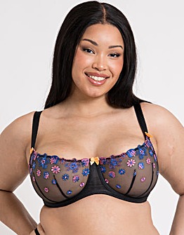 Curvy Kate Strawberry Crush Balcony Wired Bra Black Multi