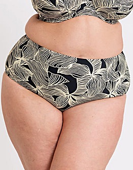 Curvy Kate Ripple Reef High Waist Bikini Brief Black Print