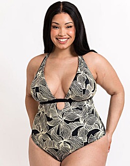 Curvy Kate Ripple Reef Reversible Non-Wired Plunge Multiway Swimsuit Black Print