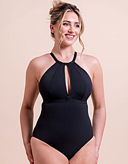 Curvy Kate Zip Tide Quick Drying High Neck Non-Wired Multiway Swimsuit Black