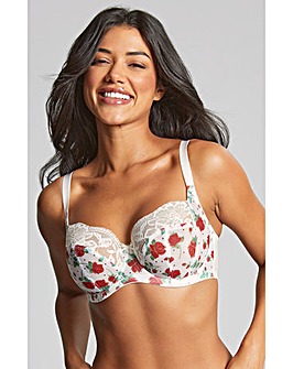Panache Nina Balcony Wired Bra White Rose Print