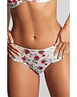 Panache Nina Brazilian Knicker White Rose Print