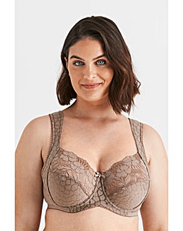 Miss Mary of Sweden Jacquard & Lace Wired Bra Taupe