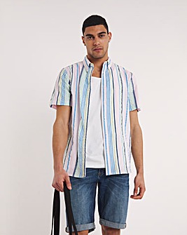 Short Sleeve Pastel Stripe Shirt