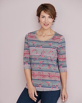 Julipa Stripe Floral Print T Shirt