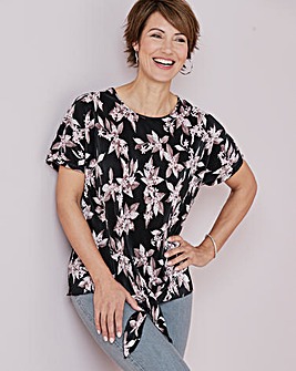 Julipa Pink Floral Plisse Knotted Top