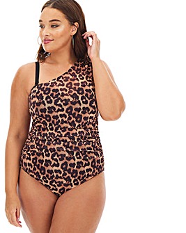 Mesh Overlay One Shoulder Swimsuit