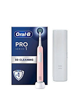 Oral-B Pro 1 3D White Pink Electric Toothbrush with Travel Case