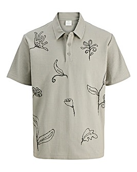 Jack & Jones Leon Floral Printed Polo - Natural