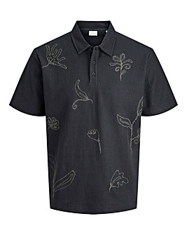Jack & Jones Leon Floral Printed Polo - Black