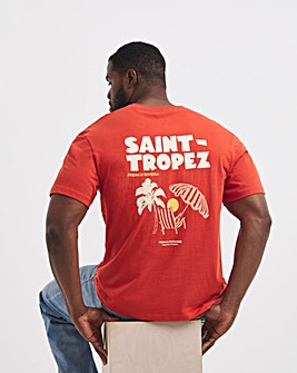 Jack & Jones Saint-Tropez Back Graphic T-Shirt - Red