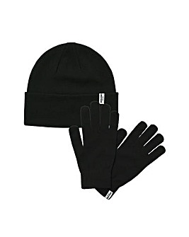 Jack & Jones Cooper Beanie & Glove Set With Gift Box - Black